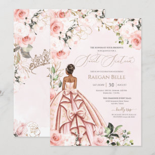 Pretty in Pink Blush Roses Sweet Sixteen Birthday Invitation