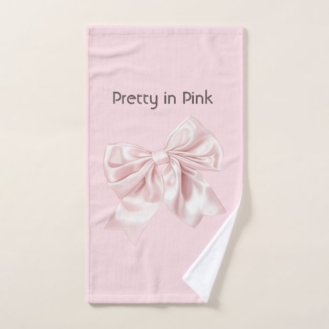 Pretty in Pink Bow Bath Towel Set (Hand Towel)