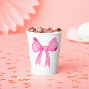 Pretty in Pink Bow Bridal Shower Paper Plate Cups