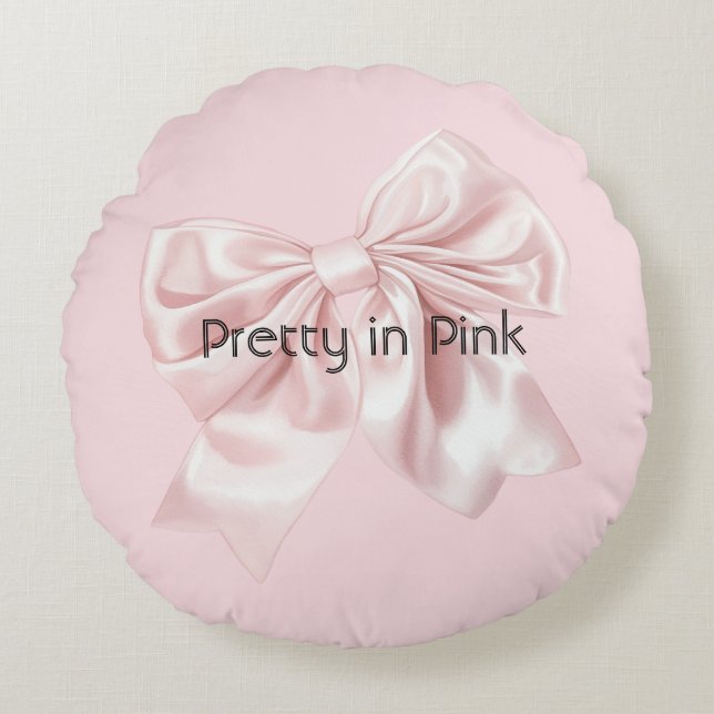 Pretty in Pink Bow Round Cushion (Front)