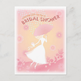 Pretty In Pink Bridal Shower Invitation Postcard