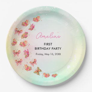 Pretty in Pink Butterfly Birthday Party Plates