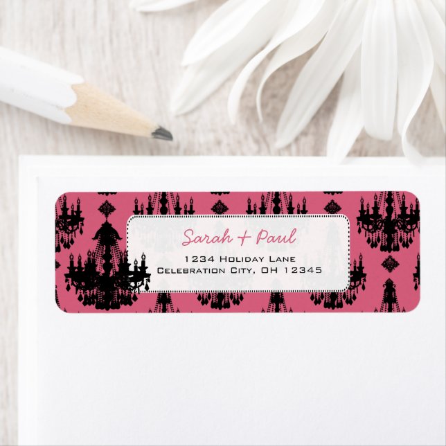 Pretty in Pink Chandeliers Return Address Label (Insitu)