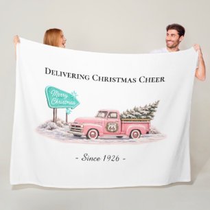 Pretty in Pink Christmas Tree Cosy Fleece Blanket