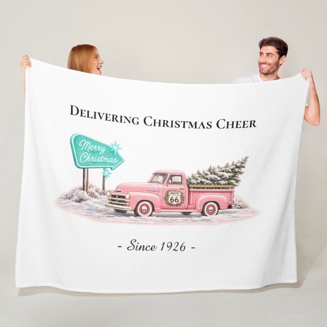 Pretty in Pink Christmas Tree Cosy Fleece Blanket (In Situ)