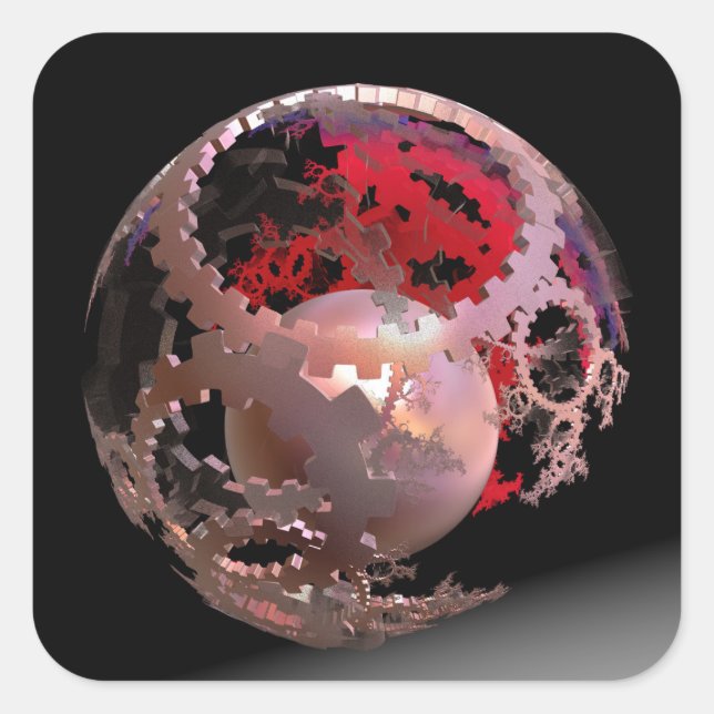 Pretty in Pink Cogs Square Sticker (Front)