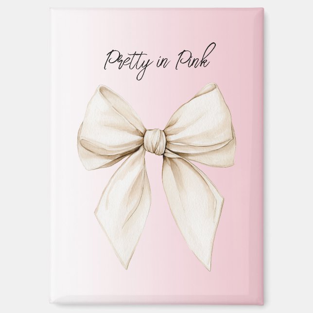 Pretty in Pink Cream Bow Magnet (Front)