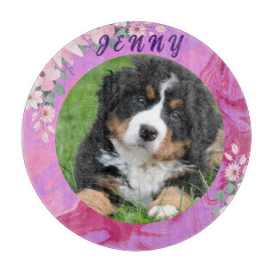 Pretty In Pink Cute Puppy Modern Cutting Board