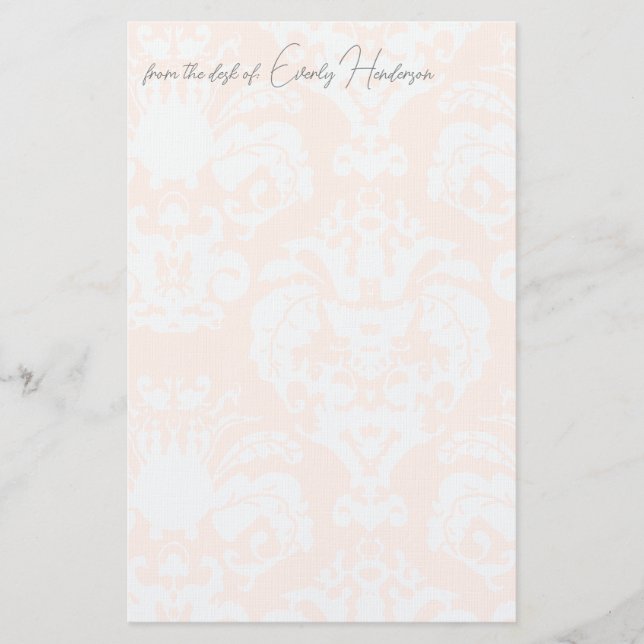 Pretty In Pink Damask & Warm Stationery (Front)