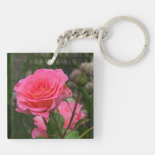 Pretty in Pink Double flowering Rose Key Ring