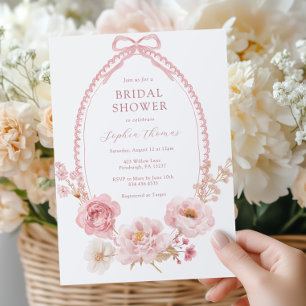 Pretty in Pink Floral Bridal Shower  Invitation
