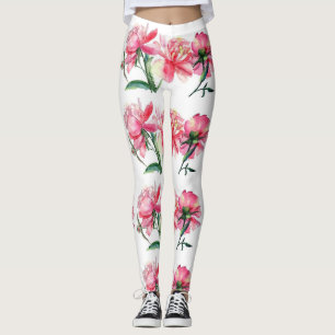 Pretty in pink floral leggings yoga pants