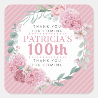 Pretty In Pink Floral Thank You Sticker