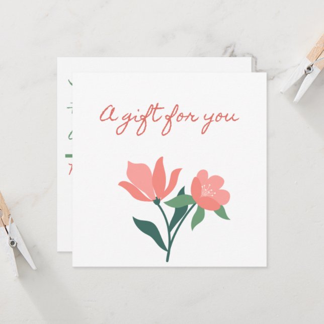 Pretty in Pink Flower Gift Certificate Invitation (Front/Back In Situ)