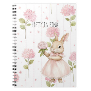 Pretty In Pink Flowers Bunny Notebook