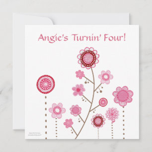 Pretty in Pink Flowers Custom Birthday Invitation