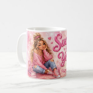 Pretty In Pink Girly Girl Trendy Sucker for You Coffee Mug