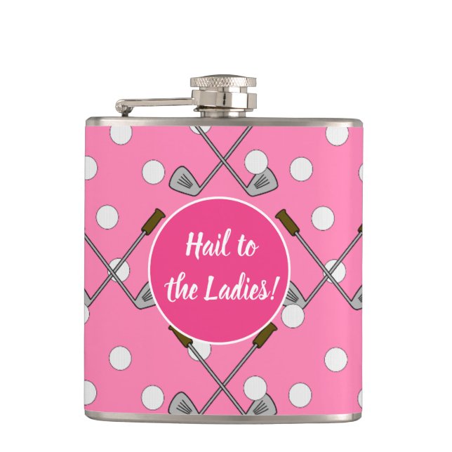 “Pretty in Pink Golf Flask” Hip Flask (Front)