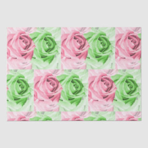 Pretty in Pink & Green Rose Tissue Wrap Paper