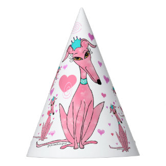 Pretty In Pink Greyhound  Party Hat