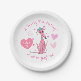 Pretty In Pink Greyhound Party Invitation Paper Plate