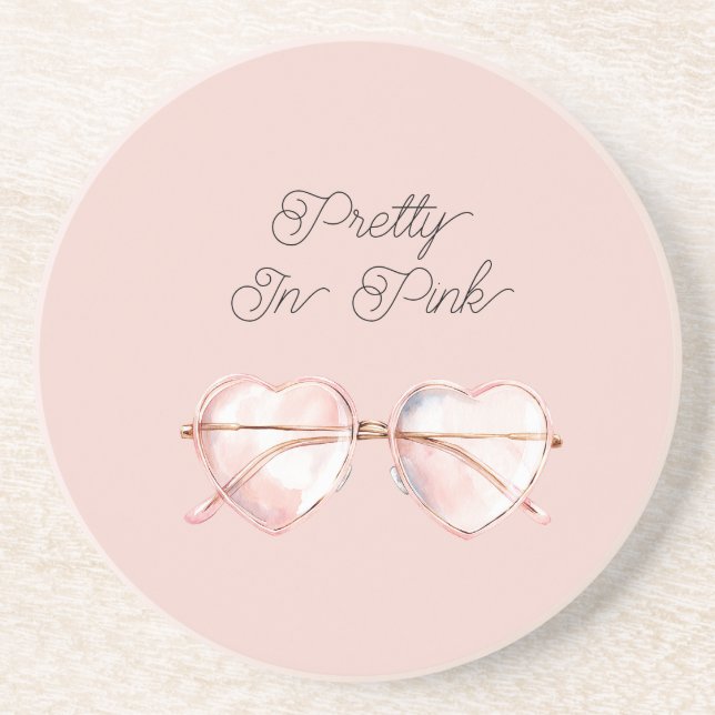 Pretty in Pink Heart Sunglasses  Coaster (Front)