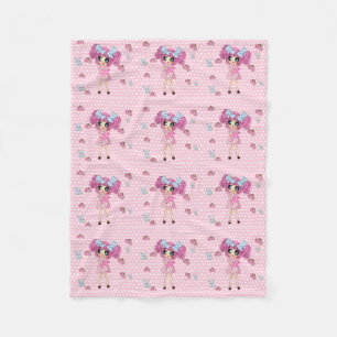 Pretty in Pink Kawaii Girl PinkyP Fleece Blanket