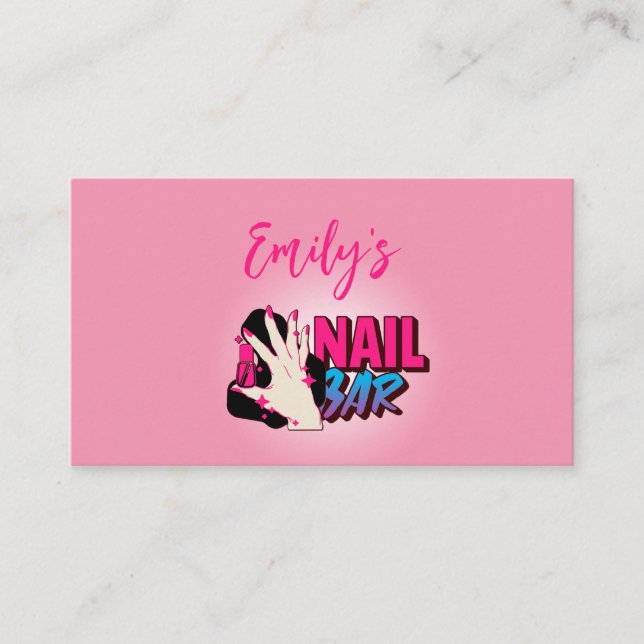 Pretty in Pink: Nail Artist Business  Business Card (Front)