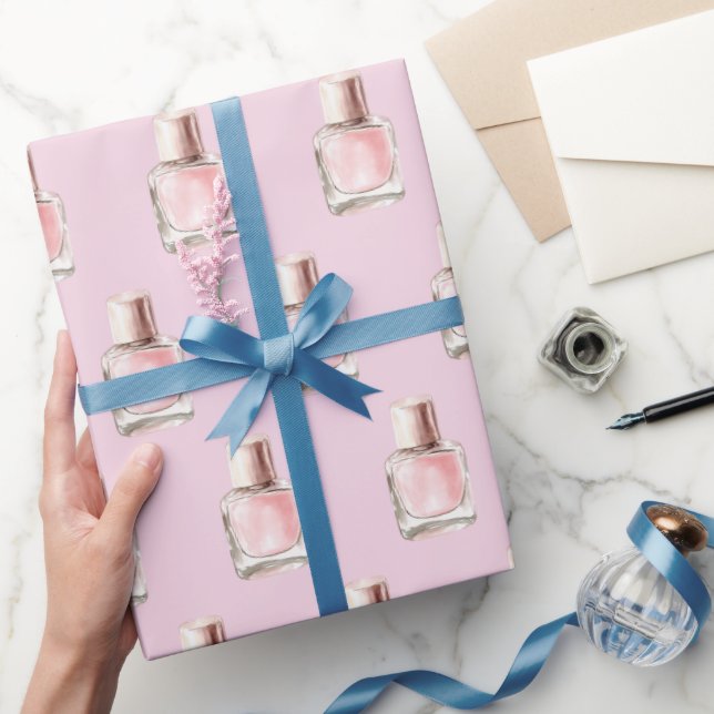 Pretty in Pink Nail Polish Bridal Shower Wrapping Paper (Gifting)
