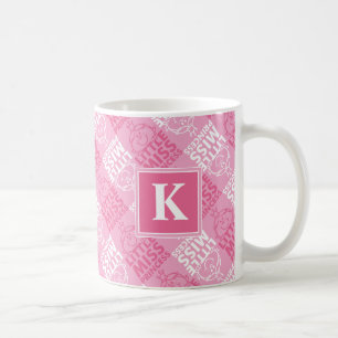 Pretty In Pink Pattern   Monogram Coffee Mug