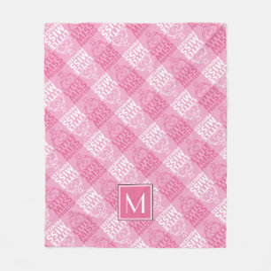 Pretty In Pink Pattern Monogram Fleece Blanket