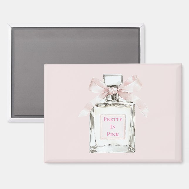Pretty in Pink Perfume Bottle Bow   Magnet (Front/Back)