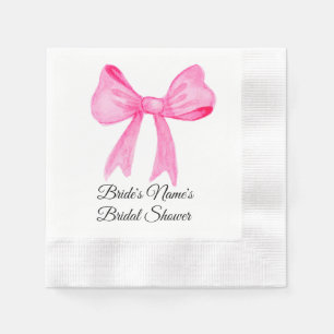 Pretty in Pink Pink Bow Bridal Shower Invitation Napkin