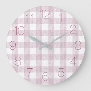 Pretty in Pink Plaid Large Clock