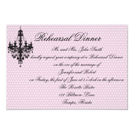 Pretty in Pink Polka Dots with Black Chandelier Re Card