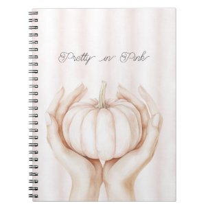 Pretty in Pink Pumpkin in Hands Notebook