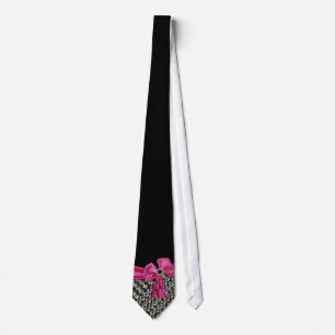 Pretty in Pink Rhinestone & Bow Neck Tie