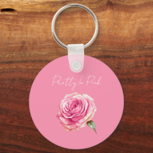Pretty in Pink Rose Key Ring