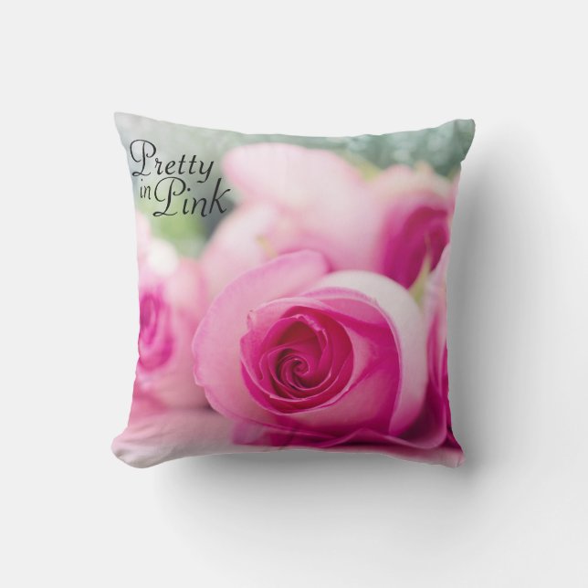 Pretty in Pink Roses Cushion (Front)