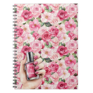 Pretty in Pink Roses Floral Hand Nail Polish Notebook