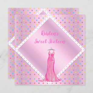 PRETTY IN PINK SWEET SIXTEEN INVITATION SPOT white