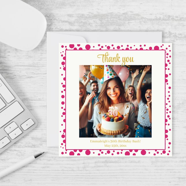 Pretty in Pink Themed Cocktail Birthday Thank You Card (Creator Uploaded)