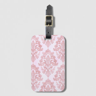 Pretty in Pink Victorian Damask Watercolor Pattern Luggage Tag