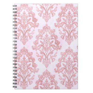 Pretty in Pink Victorian Damask Watercolor Pattern Notebook
