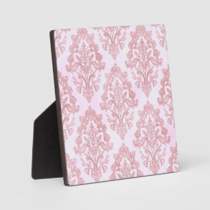 Pretty in Pink Victorian Damask Watercolor Pattern Plaque