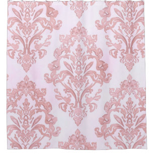 Pretty in Pink Victorian Damask Watercolor Pattern Shower Curtain