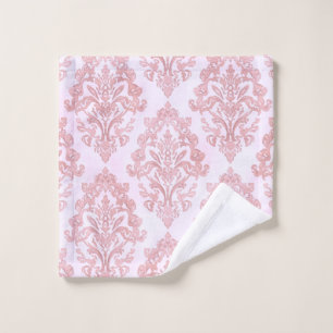 Pretty in Pink Victorian Damask Watercolor Pattern Wash Cloth