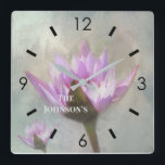PRETTY IN PINK WATER LILIES LARGE CLOCK<br><div class="desc">One of my all-time favourites -- the stunning water lily from the Lily Pond at the NY Botanical Gardens. Delighted to have the opportunity to put them on this clock for you to enjoy. You can easily delete or change the name -- as you wish and the colour of the...</div>