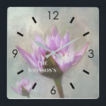 PRETTY IN PINK WATER LILIES LARGE CLOCK<br><div class="desc">One of my all-time favourites -- the stunning water lily from the Lily Pond at the NY Botanical Gardens. Delighted to have the opportunity to put them on this clock for you to enjoy. You can easily delete or change the name -- as you wish and the colour of the...</div>