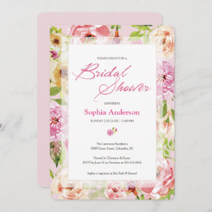 Pretty in Pink Watercolor Bridal Shower Invitation